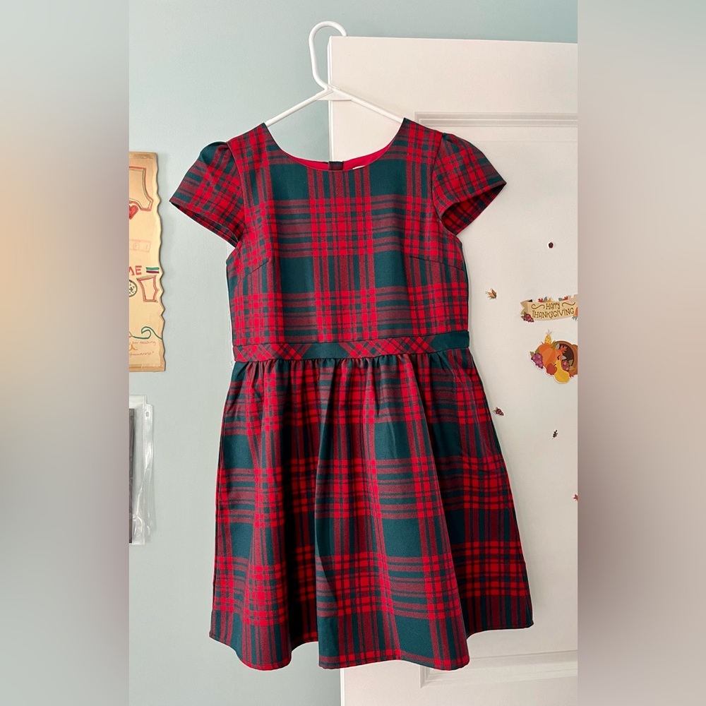 Beautiful wool, fully lined, red and green plaid Christmas dress